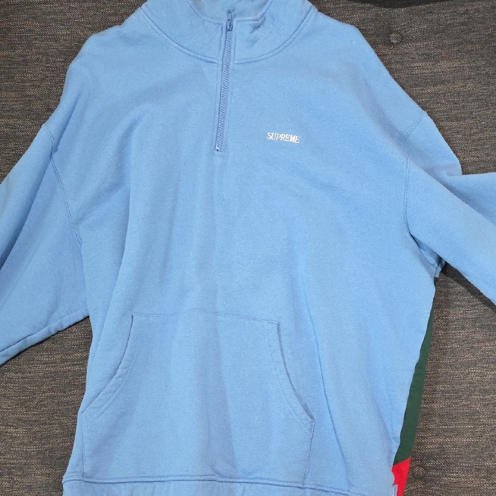 Supreme Light Blue Zip-Up Sweater